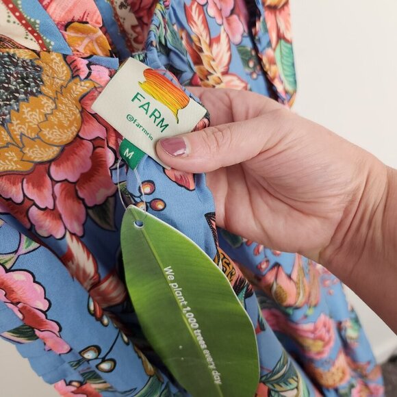 NWT Farm Rio Wonderful Bouquet Blue Sleeveless Maxi Dress Size Medium - Picture 14 of 17